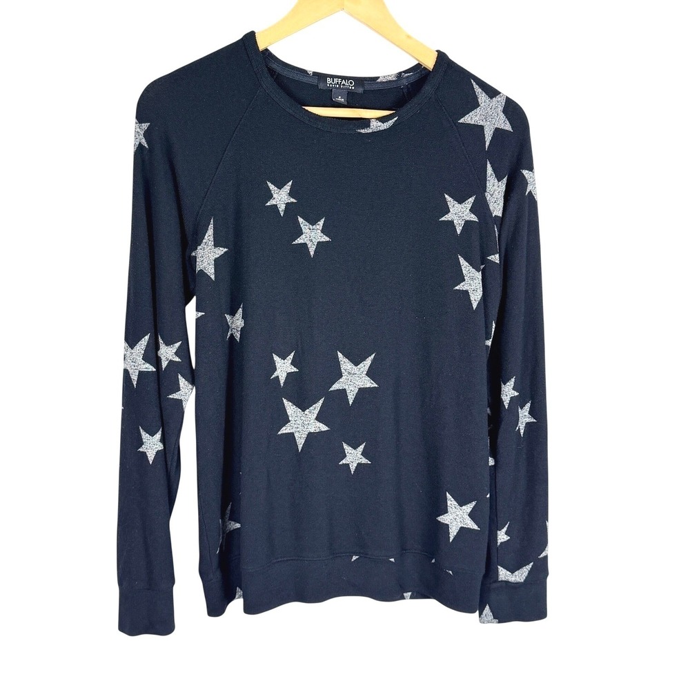 Buffalo David Bitton Womens Star Print Sweatshirt S Black‎ Celestial Whimsigoth